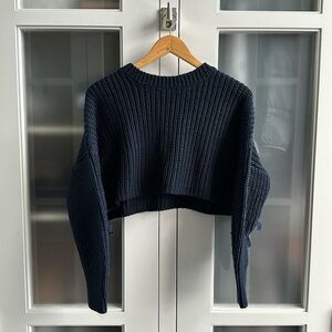 Cinq a Sept - Eddie Sweater - cropped, is shorter than photo showing midriff.